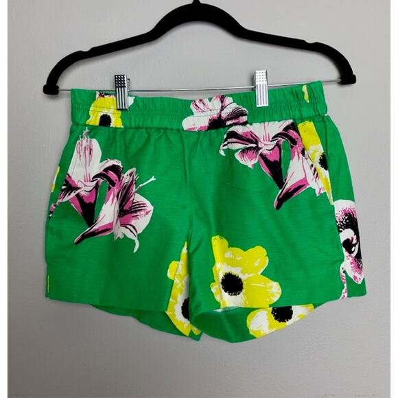J. Crew Floral Linen Blend Pull-On Shorts w/Pockets - Size 0 - Picture 1 of 9